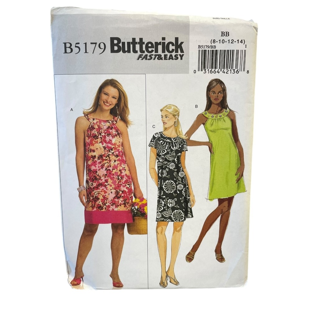 Butterick B5179 Dress A-Line Halter Keyhole Sleeve Misses Petite BB 8-14